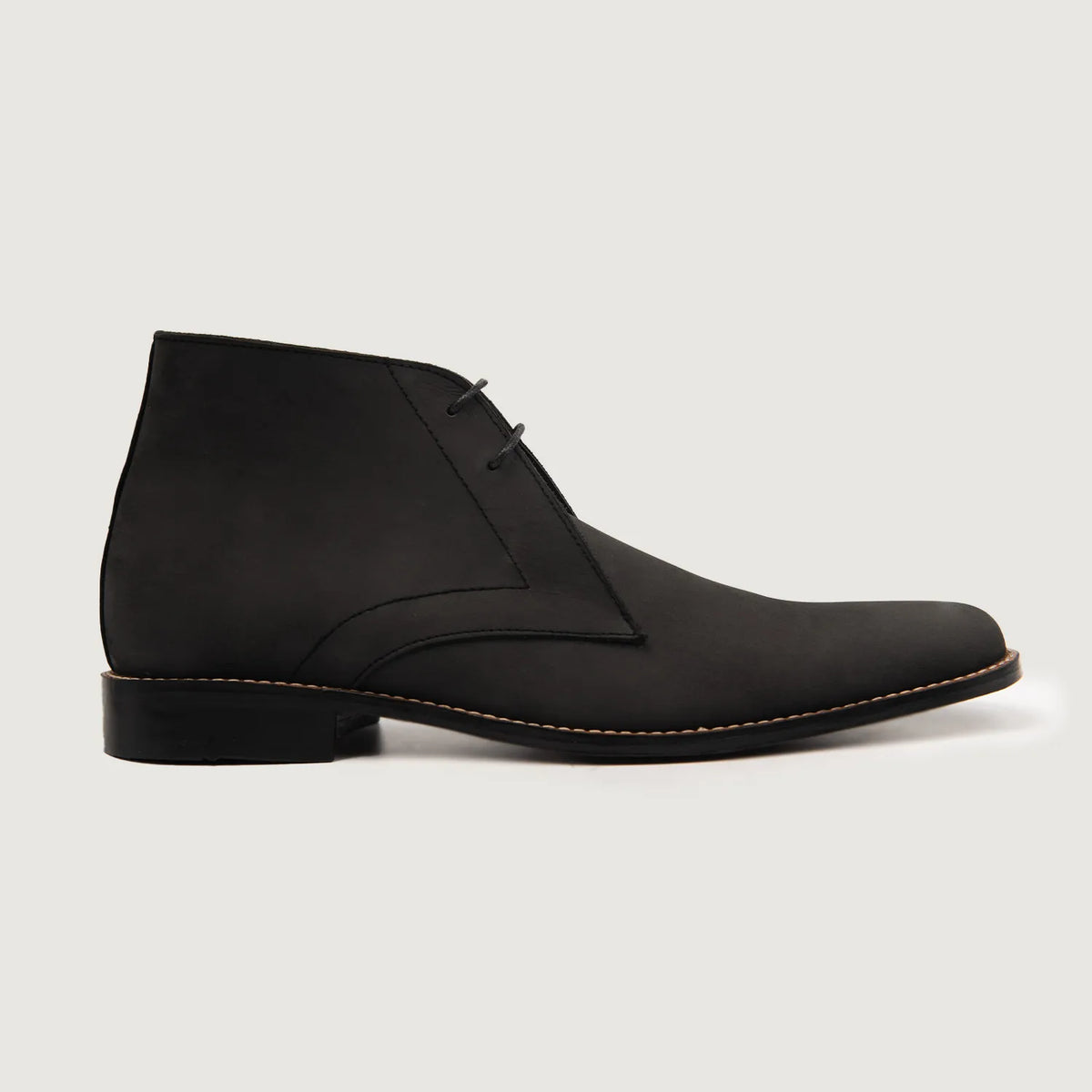 Black Full-Grain leather Boots - Goodyear Welt Construction & Front Toe Box Detail
