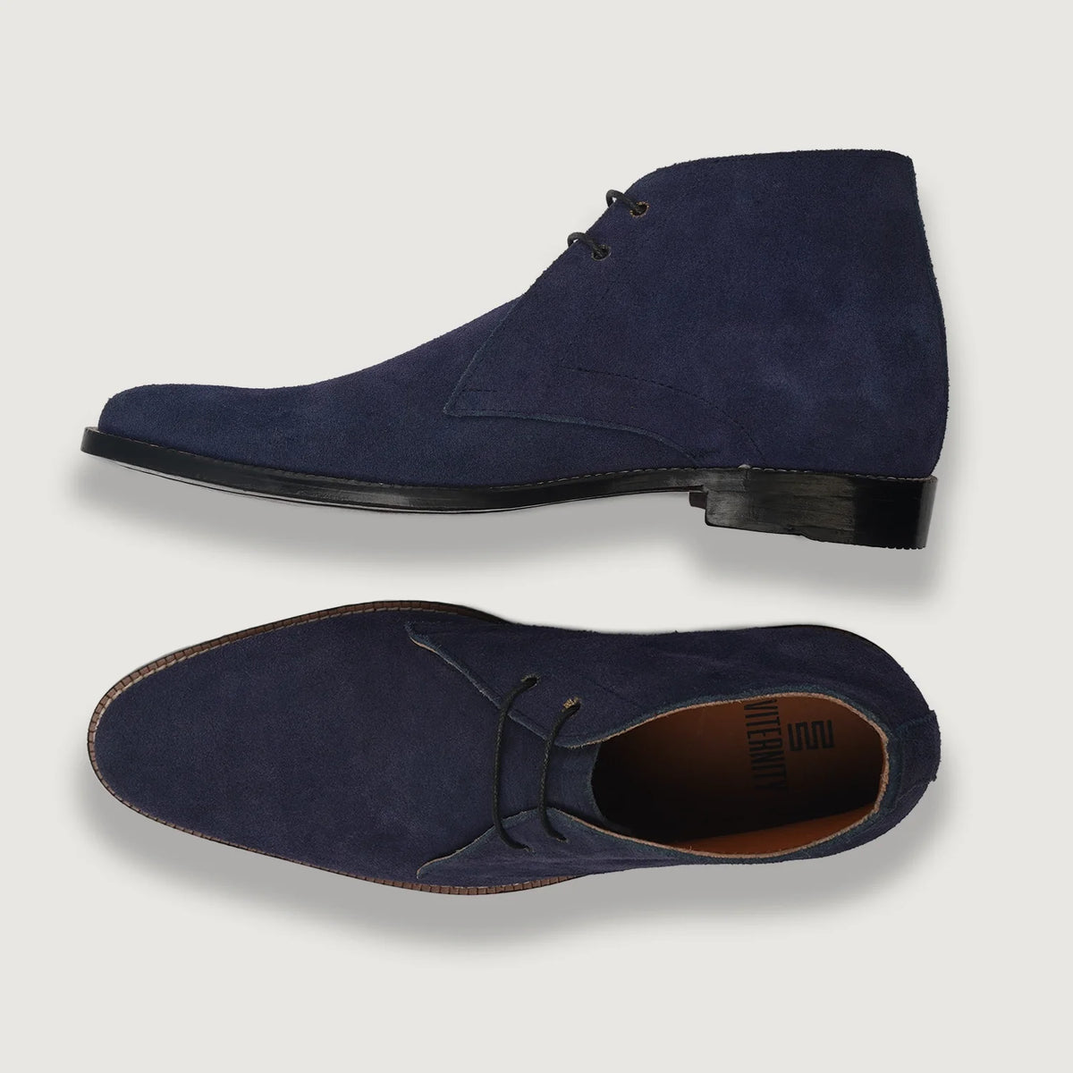 Corry Chukka Midnight Blue Suede Leather Boots For Men - Reinforced Heel Counter & Precision Double-Row Stitching Detail