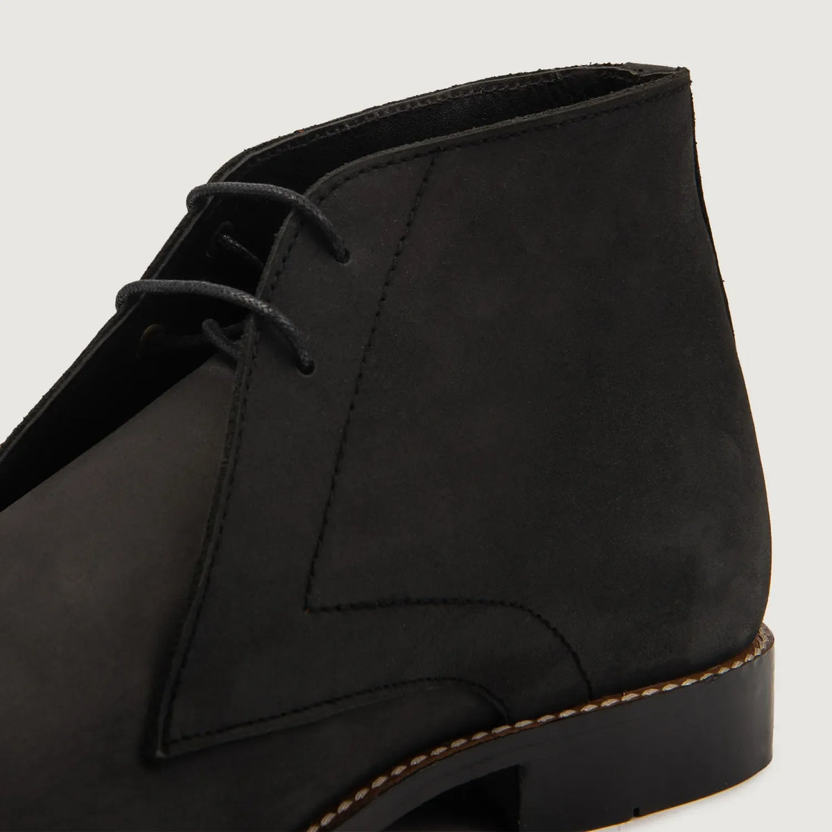 High-Traction Rubber Outsole & Lug Tread Pattern on Corry Chukka Black Nubuck Leather Boots For Men