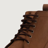 High-Traction Rubber Outsole & Lug Tread Pattern on Knight Derby Brown Leather Boots For Men