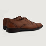 High-Traction Rubber Outsole & Lug Tread Pattern on Greyson Brogues Oxford Tan Leather Shoes For Men