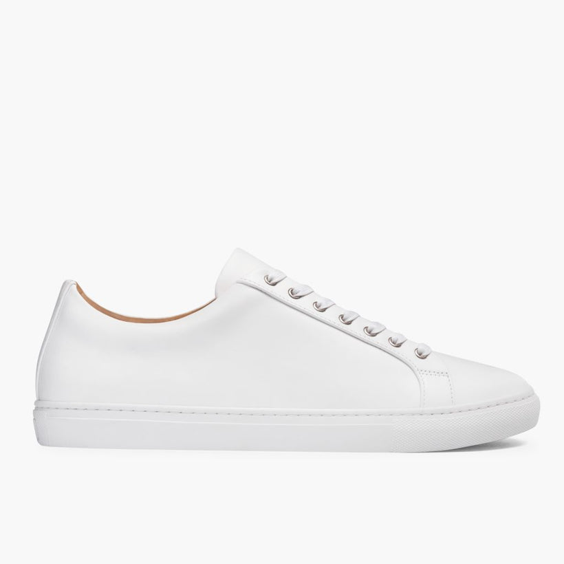 White Full-Grain leather Sneakers - Goodyear Welt Construction & Front Toe Box Detail