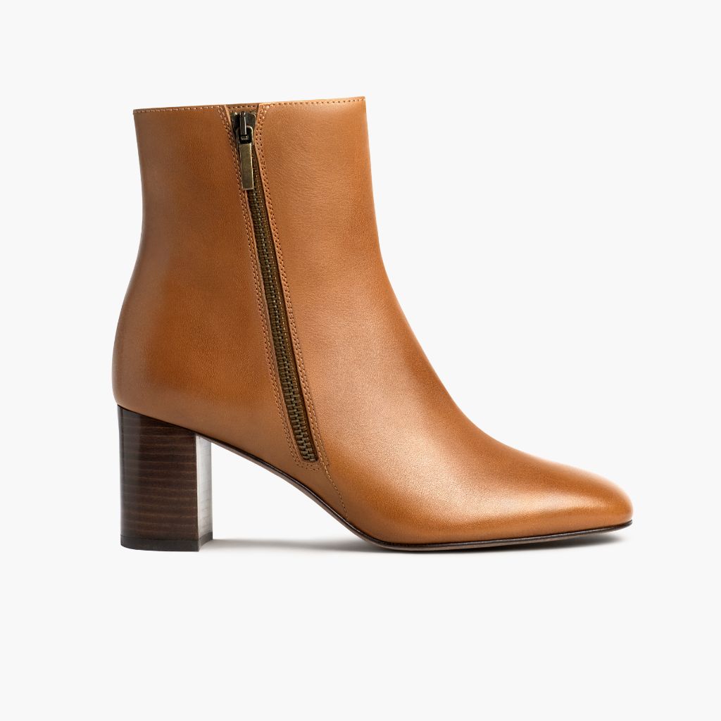 High Standard Toffee Leather Boots - Reinforced Heel Counter & Precision Double-Row Stitching Detail