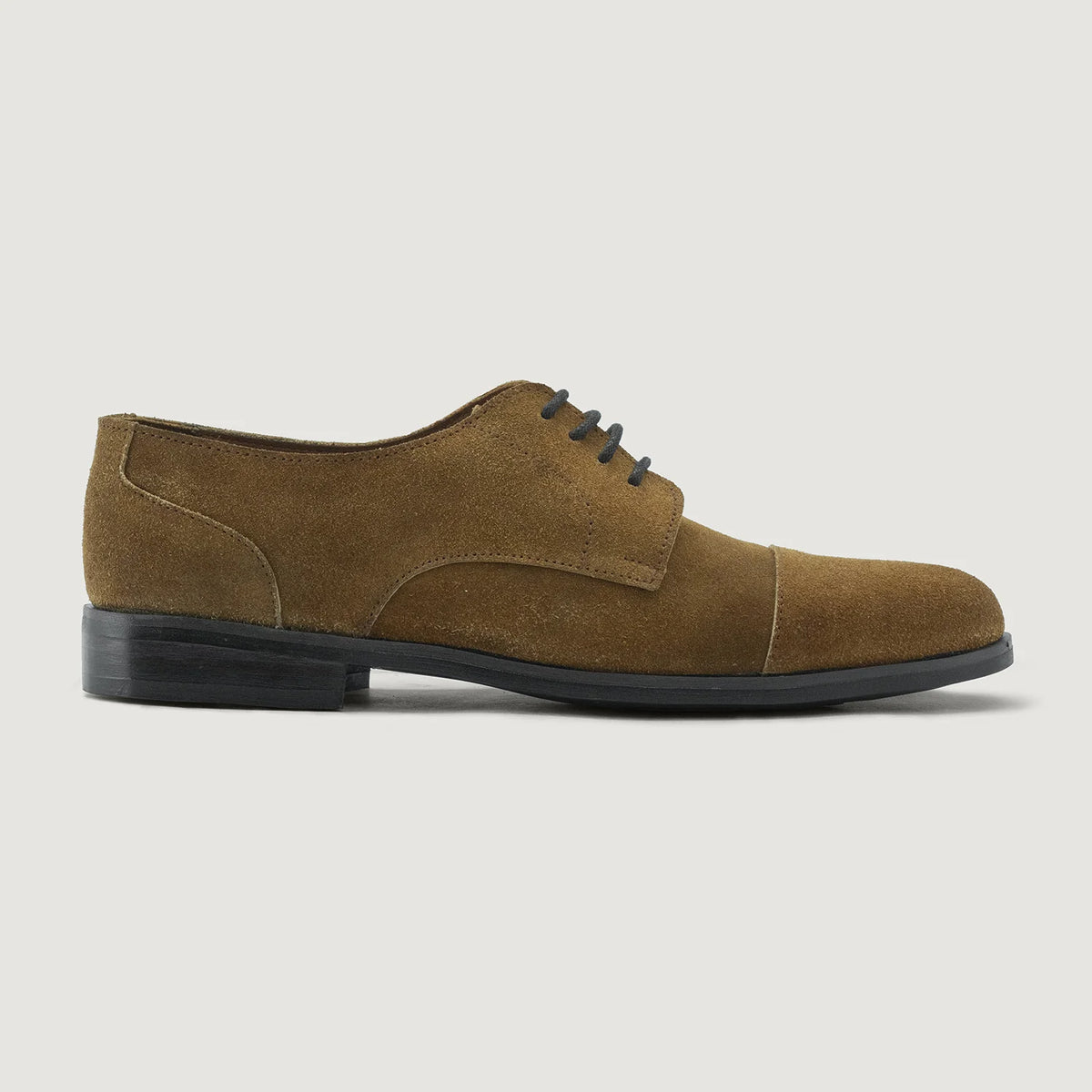 Brown Goatskin Suede Leather Shoes - Goodyear Welt Construction & Front Toe Box Detail