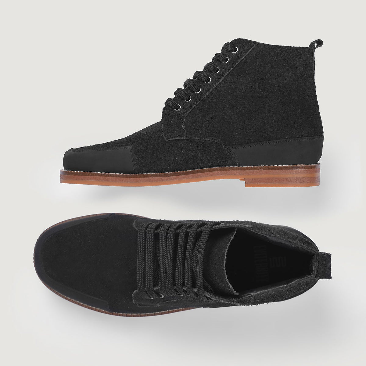 Carnell Moc Toe Black Suede Boots - Reinforced Heel Counter & Precision Double-Row Stitching Detail