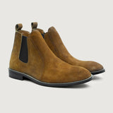 Clarkson Chelsea Brown Suede Leather Boots - StudGuard in Brown Goatskin Suede - Lateral Side Profile View | Buy Online