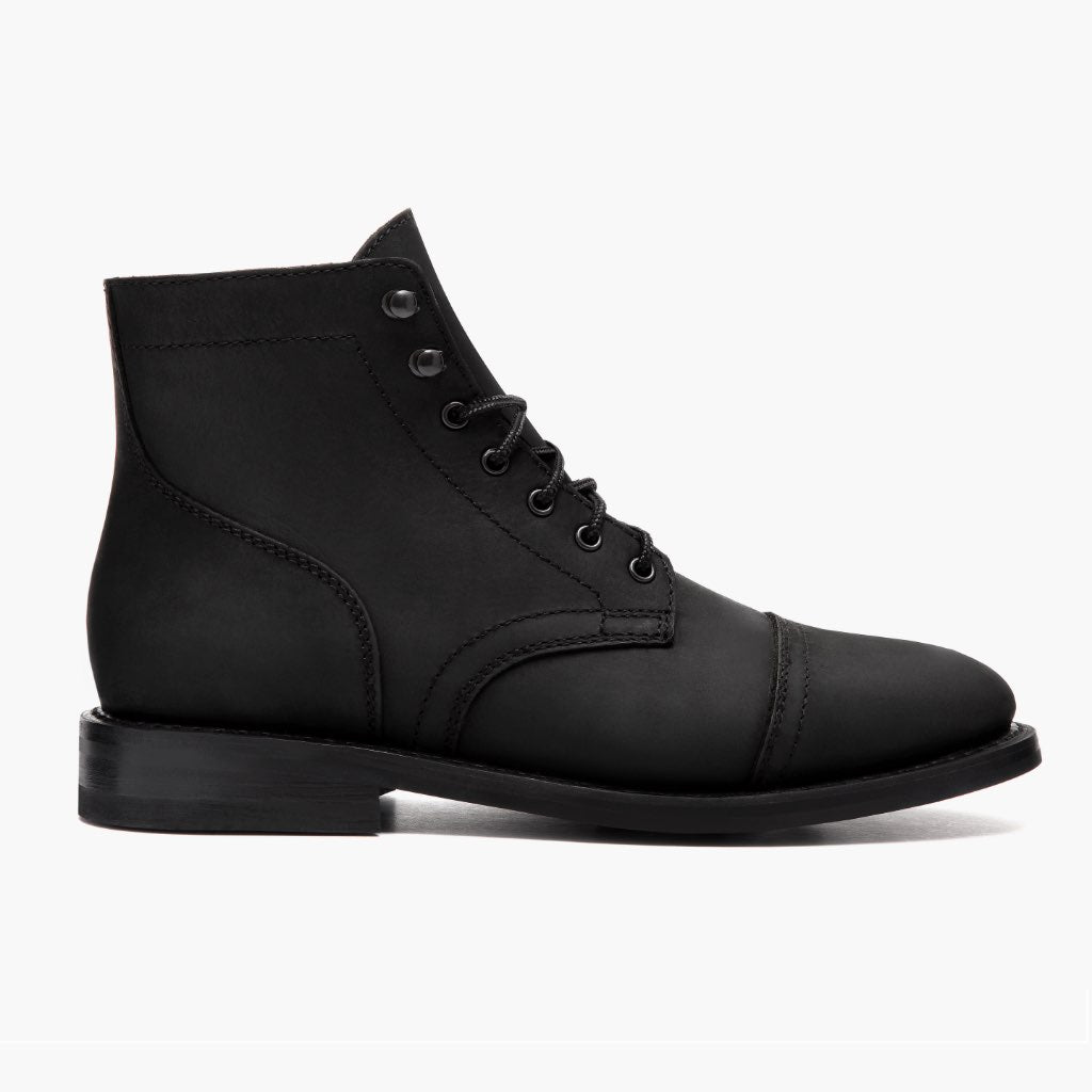 Black Full-Grain leather Boots - Goodyear Welt Construction & Front Toe Box Detail
