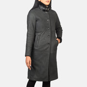
Distressed Black Sheepskin Leather Aviator Jacket - Back View Showing Tailored Shoulder Fit & Clean Hemline