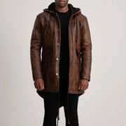 
Tailored Rib Cuffs & Hem Craftsmanship Construction Detail on Delvin Tan Leather Parka