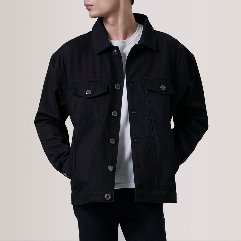 Eddie Black Oversized Denim Trucker Jacket