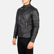 Mocha Brown Goatskin Suede Biker Jacket - Back View Showing Tailored Shoulder Fit &amp; Clean Hemline