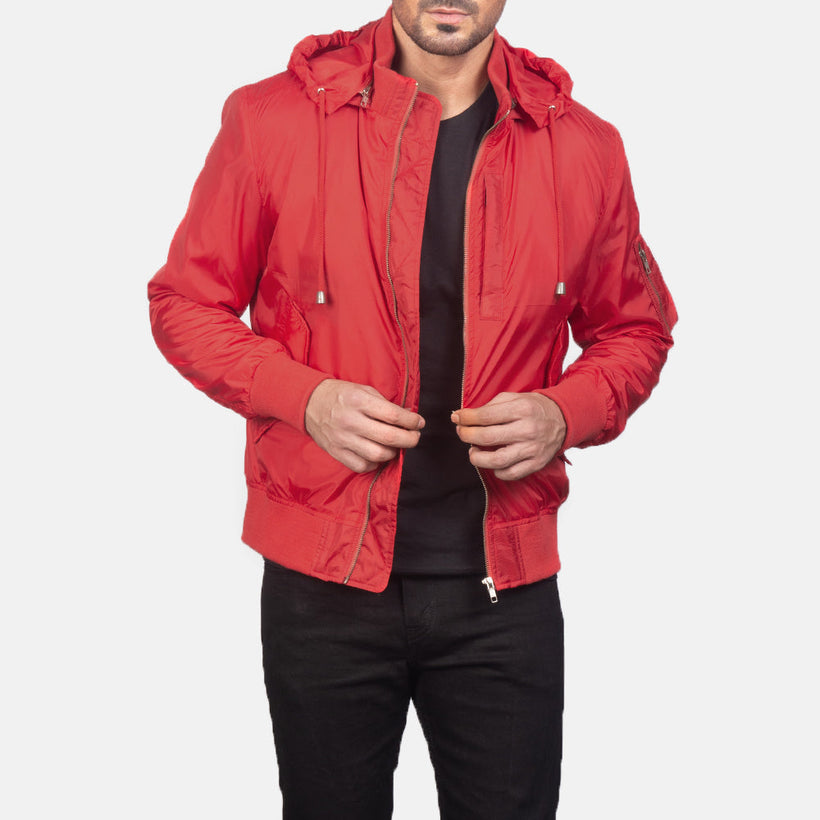 Hanklin MA-1 Red Hooded Bomber Jacket