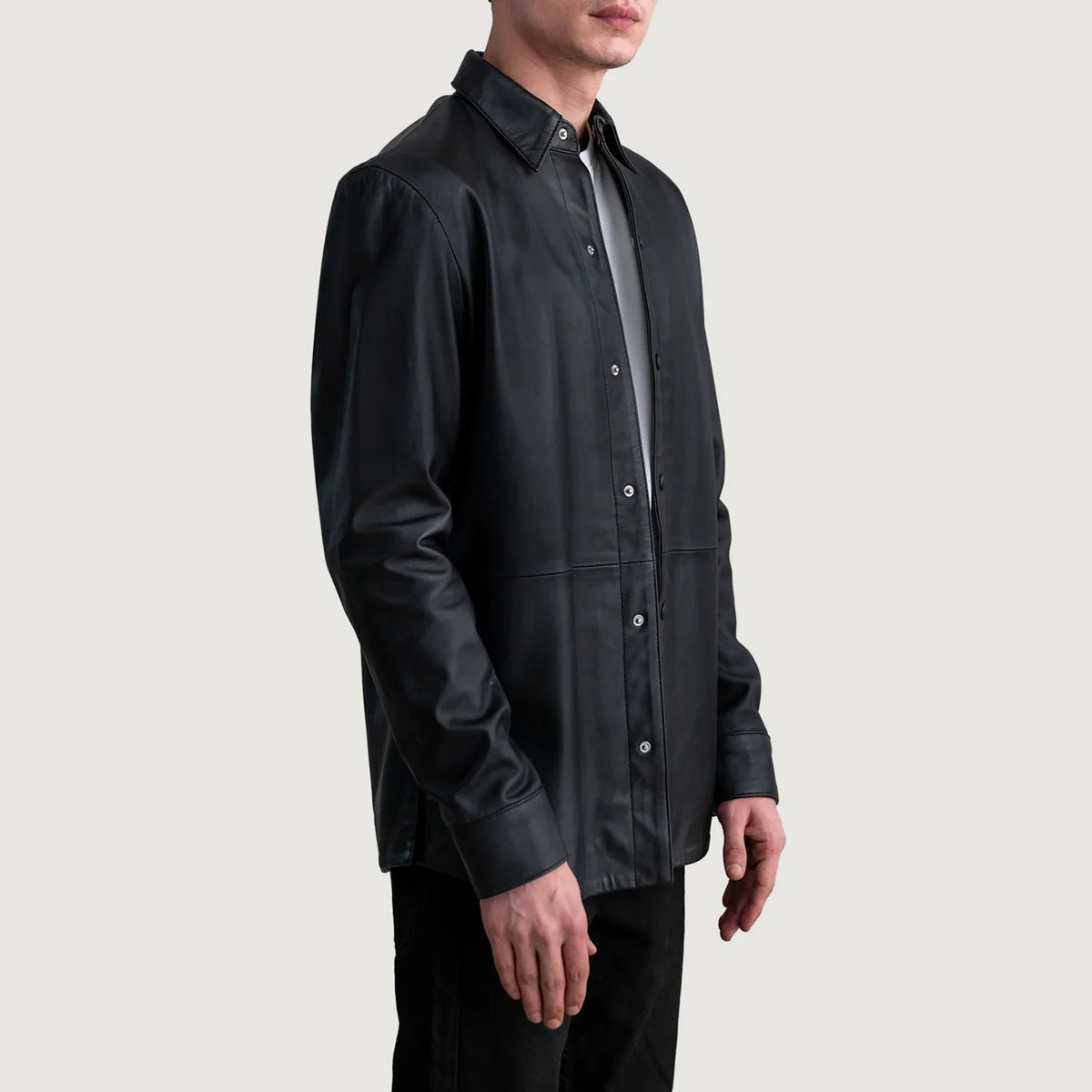 Black Sheepskin leather Jacket - Back View Showing Tailored Shoulder Fit &amp; Clean Hemline