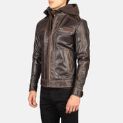 
Vintage Brown Goatskin Leather Biker Jacket - Back View Showing Tailored Shoulder Fit & Clean Hemline