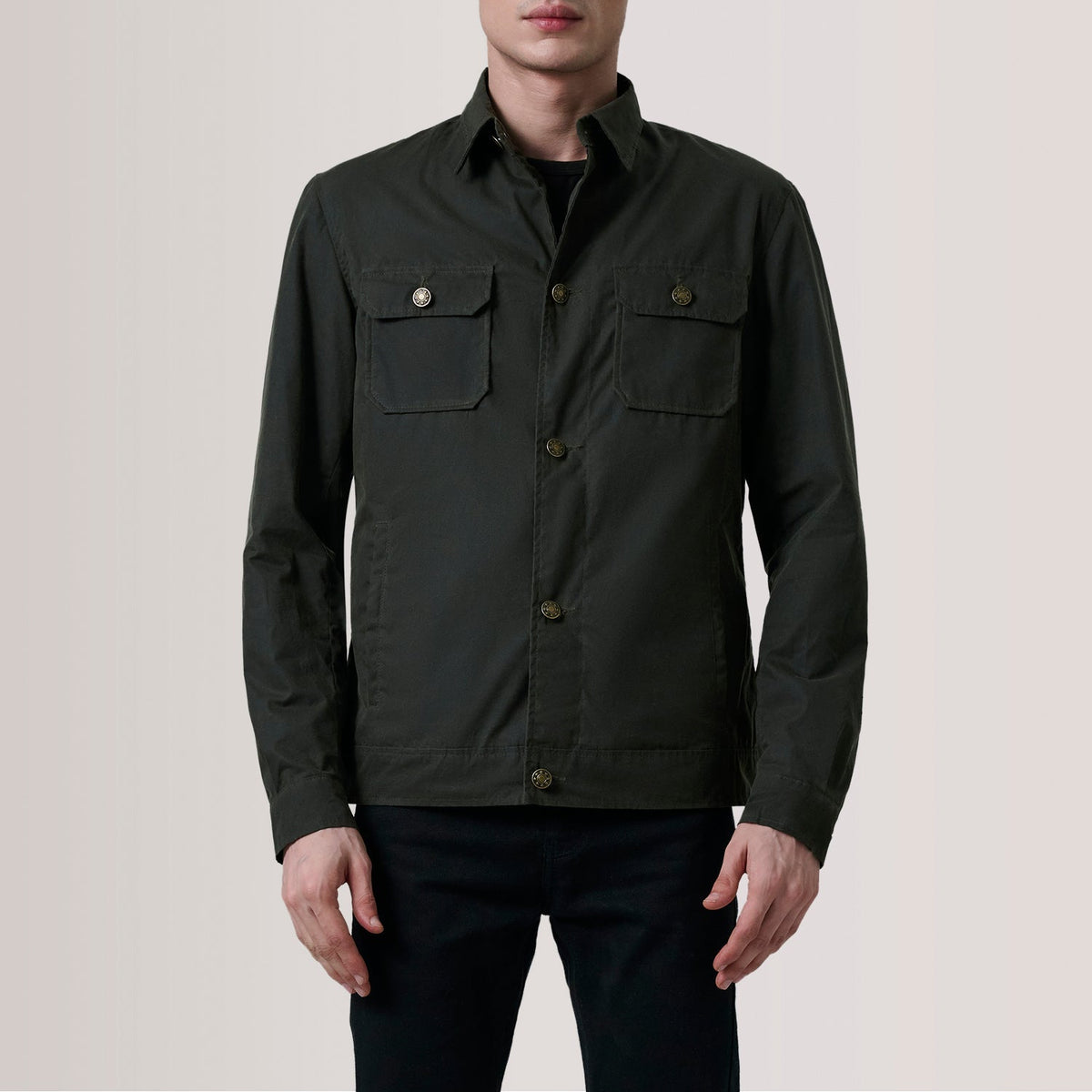 
Authentic Waxed Cotton Canvas Grain Texture & Heavy-Duty Seam Stitching Detail
