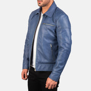 Brown Cowhide Leather Biker Jacket - Back View Showing Tailored Shoulder Fit &amp; Clean Hemline
