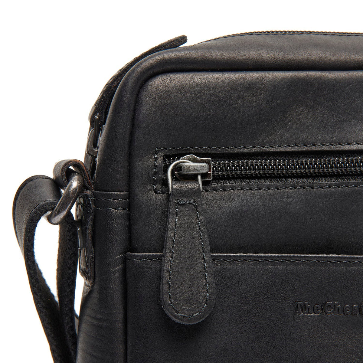 Laveno Full-Grain Leather Crossbody Bag - Structured Side Profile Showing Gusset Depth &amp; Expansion Capacity