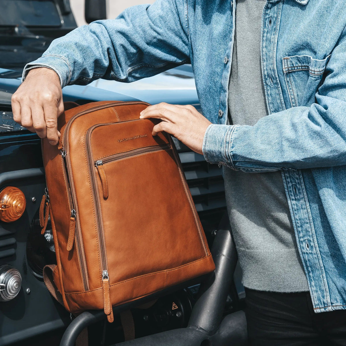 
Detroit Full-Grain Leather Laptop Backpack – alternate product view 2