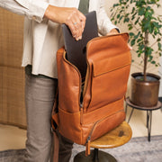 
Rich Full-Grain Leather Laptop Backpack – alternate product view 3