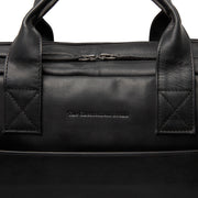 Solid Antique Brass Hardware &amp; Heavy-Duty Dual Zipper Detail on Frazer Full-Grain Leather Laptop Bag