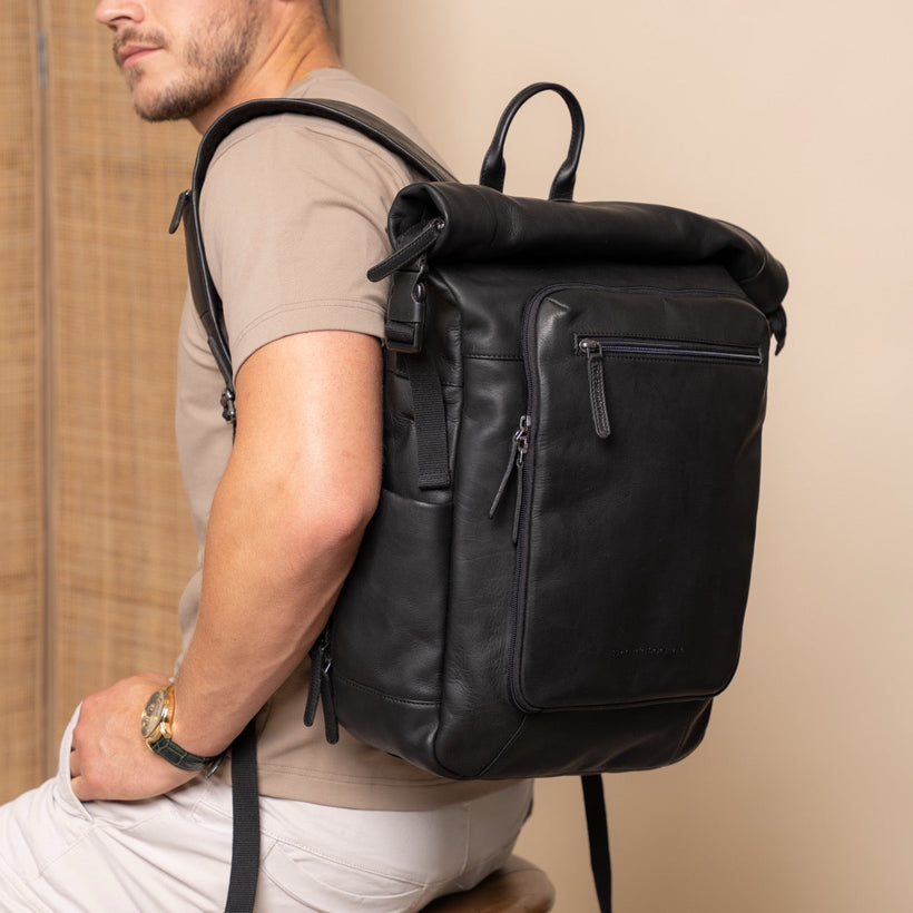 Remo Full-Grain Leather Roll-top Backpack