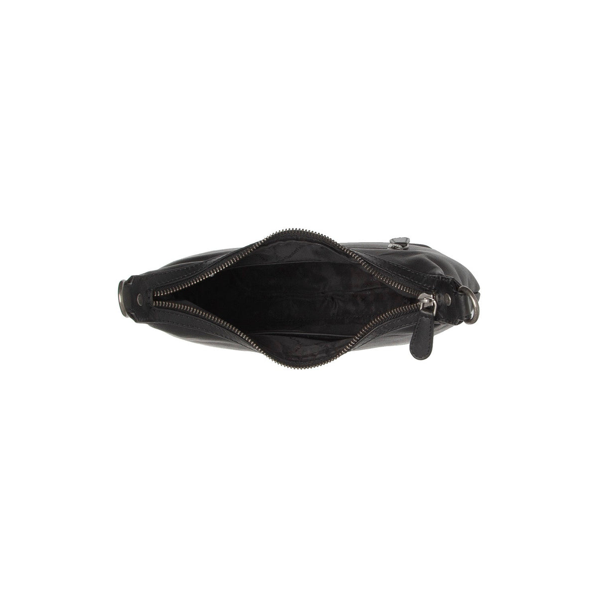 Solid Antique Brass Hardware &amp; Heavy-Duty Dual Zipper Detail on Nancy Full-Grain Leather Shoulder Bag