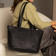 Classic 100% Full-Grain leather Bag - Rear Perspective Showing Reinforced Leather Straps &amp; Stitching