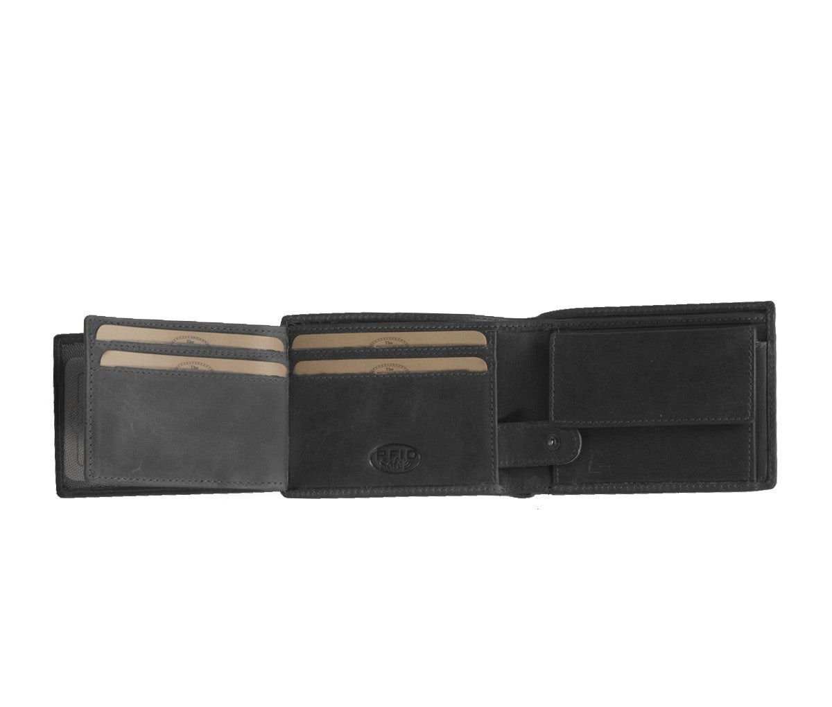 Solid Antique Brass Hardware &amp; Heavy-Duty Dual Zipper Detail on Marvin Full-Grain Leather Wallet