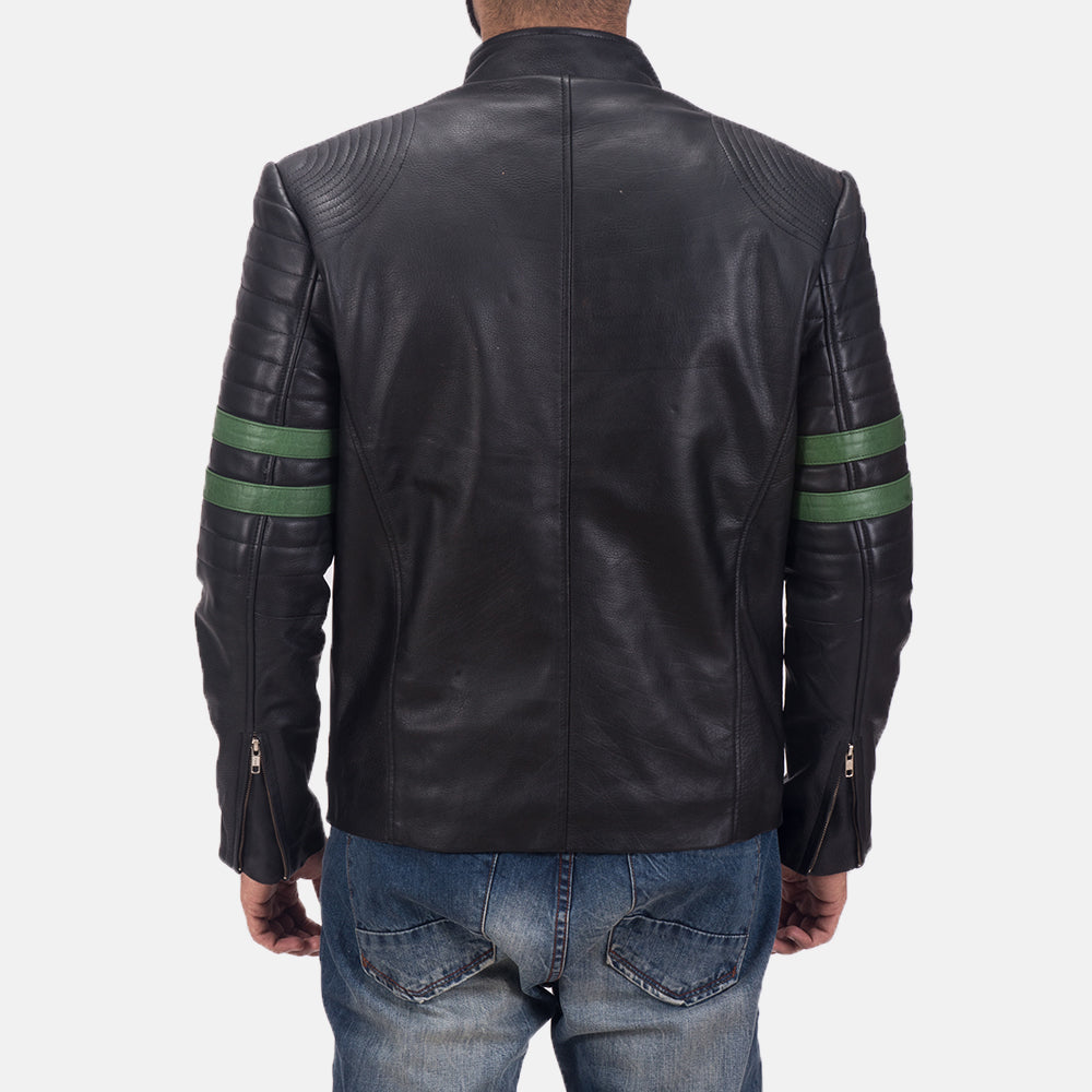 Close-Up Detail of Band &amp; Zipper Hardware on Night Trooper Leather Jacket