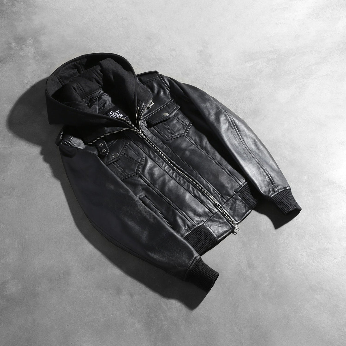 Roslyn Hooded Leather Bomber Jacket – alternate product view 7