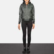 Roslyn Hooded Leather Bomber Jacket – alternate product view 3