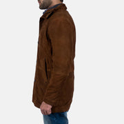 Brown Goatskin suede Jacket - Back View Showing Tailored Shoulder Fit &amp; Clean Hemline
